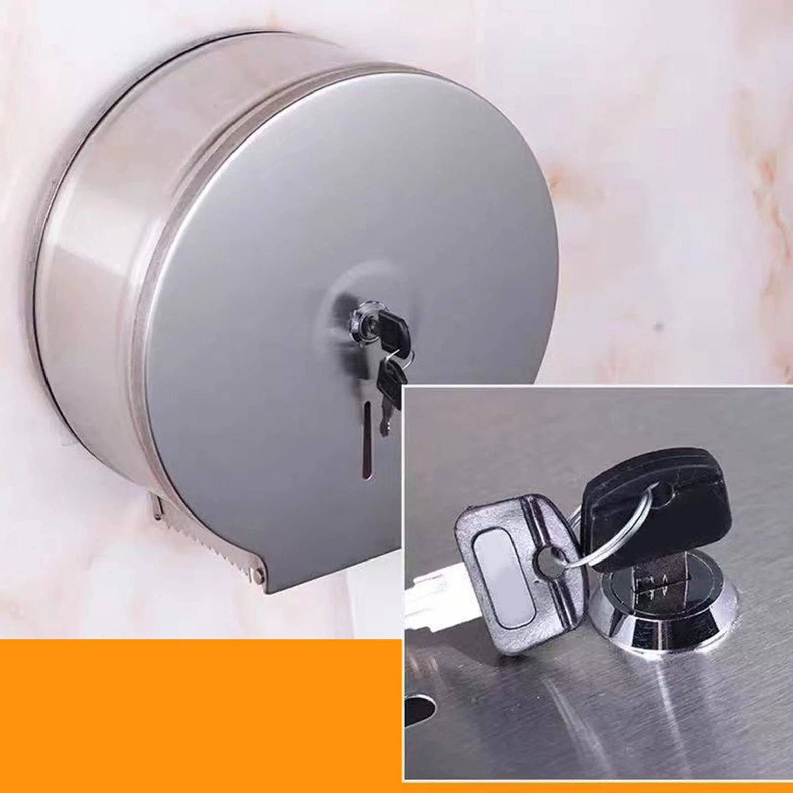 Dispenser Carta Igienica Commerciale Acciaio Inossidabile 26cm Jumbo Montaggio Parete Impermeabile