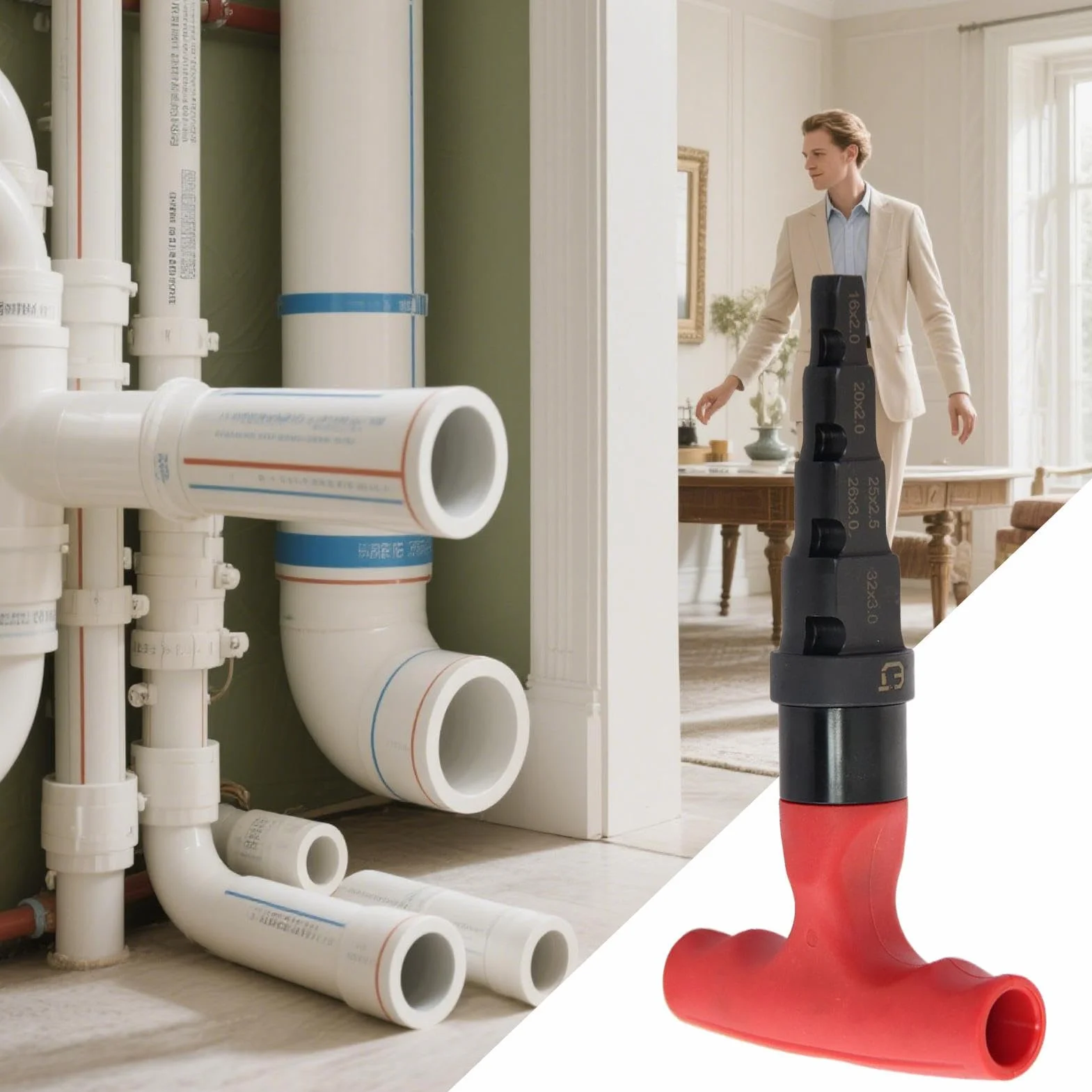 Attrezzo Per Sbavatura Tubi Multistrato, Rimuovi Sbavature Per Tubazioni Con Meccanismo A Cricchetto E Testina Girevole, Per Tubi In Alluminio E Plastica Di Dimensioni 16-32 Mm(Colore Casuale)