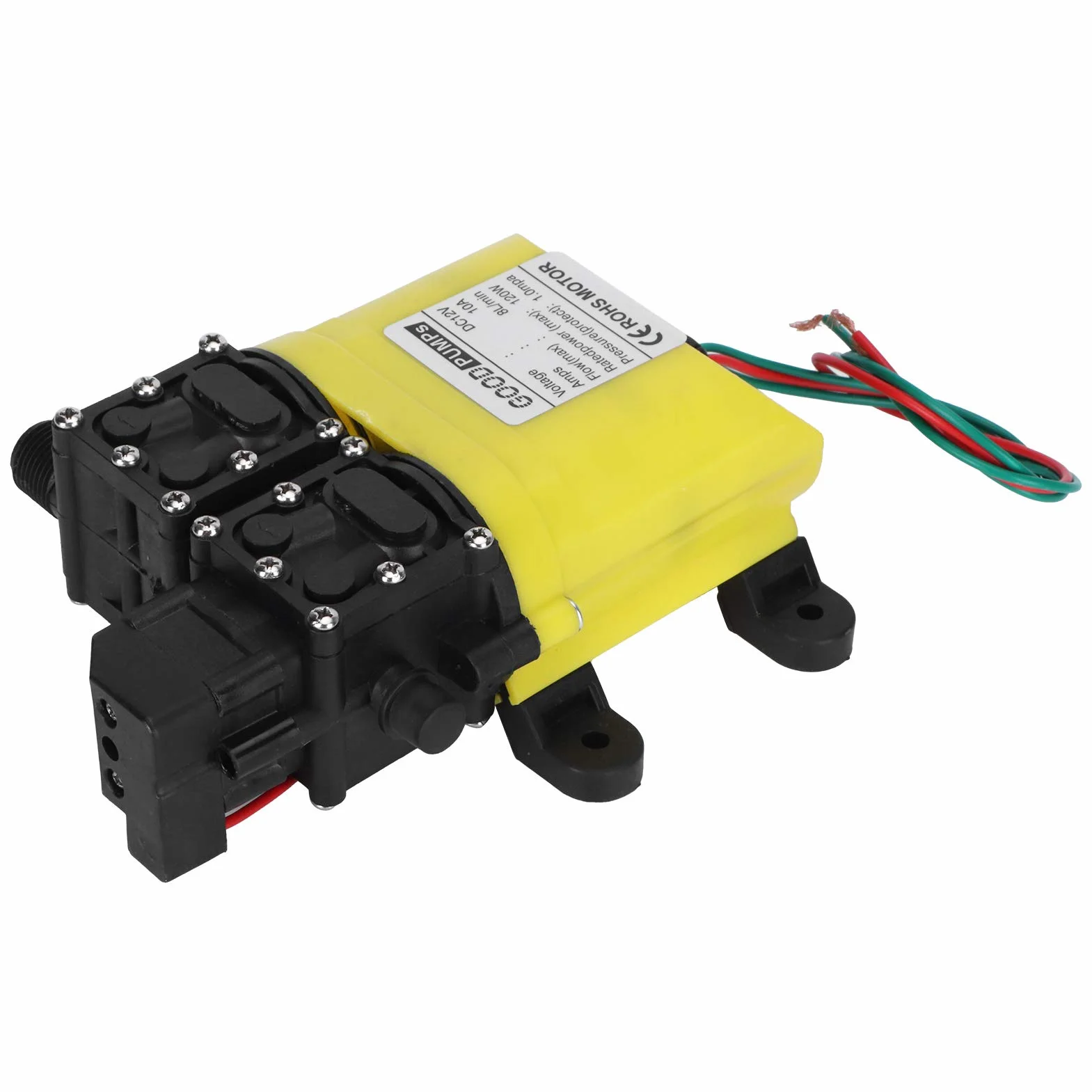 Pompa ad alta pressione a membrana da 12 V, 120 W, 8 l, con connettore in rame, iniezione automatica di acqua elettrica per giardino, prato, camper, barca