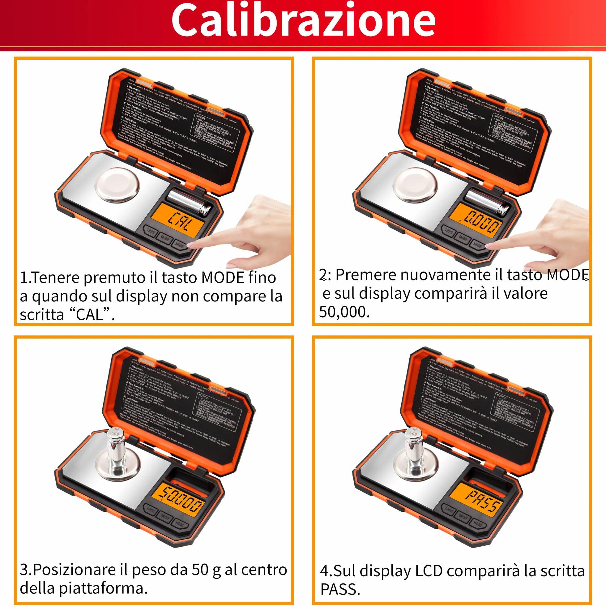 UNIWEIGH Bilancia digitale per milligrammi 50g/ 0,001g, Bilancia portatile con display LCD, Tara, Bilancia digitale per gioielli, Bilancia per microgrammi per polvere, oro, pietre preziose, Ricarica