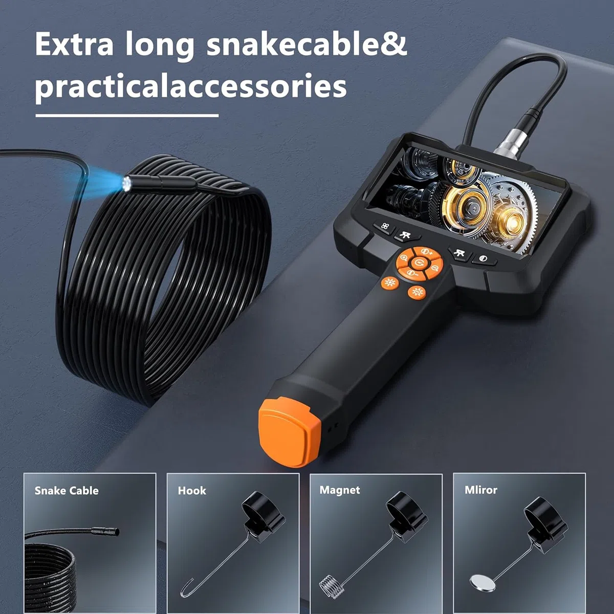 Telecamera per Endoscopio da 4,3 Pollici con 8 Luci LED, Telecamera per Ispezione Periscopio Impermeabile IP67, Telecamera per Ispezione Condotte HD 1080P, Endoscopio Industriale