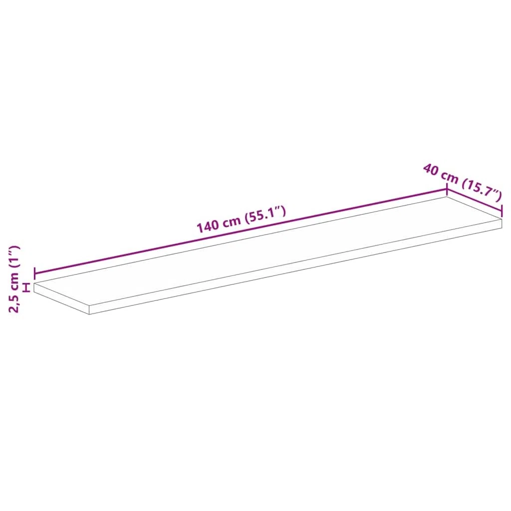 vidaXL Piano per Tavolo 140x40x2,5cm Rettangolare Legno Massello Mango