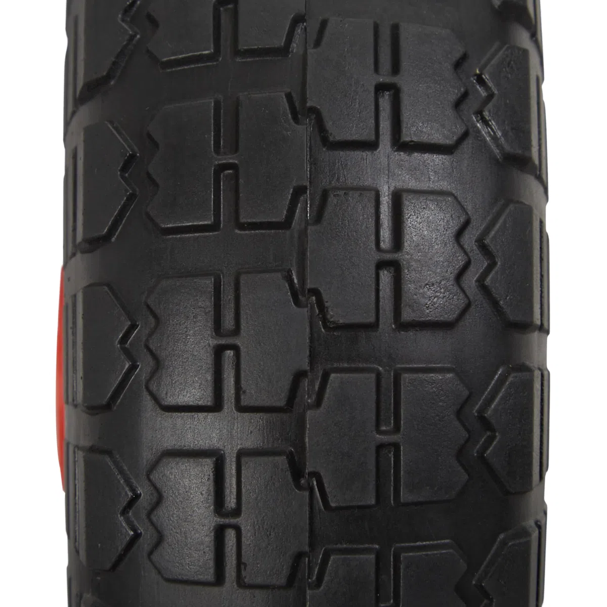 Relaxdays Ruota per Carriola 4.10/3.50-4", Set 4 Gomme Piene Antiforatura, Cerchi in Plastica, Fino a 150 kg, Nero Rosso