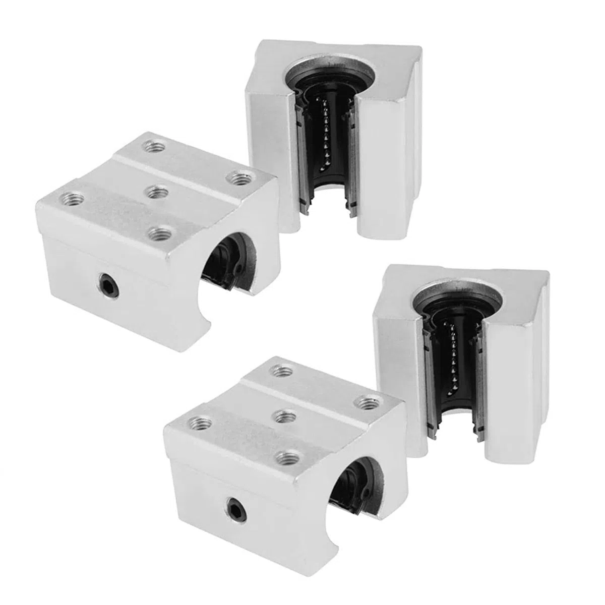 Guida Lineare SBR20 1200mm Set di Guide per Cuscinetti Lineari con 2 x Alberi di Guida da 1200 mm e 4 x Blocchi SBR20UU, Guida di Scorrimento Lineare Inossidabile con Fori Preforati