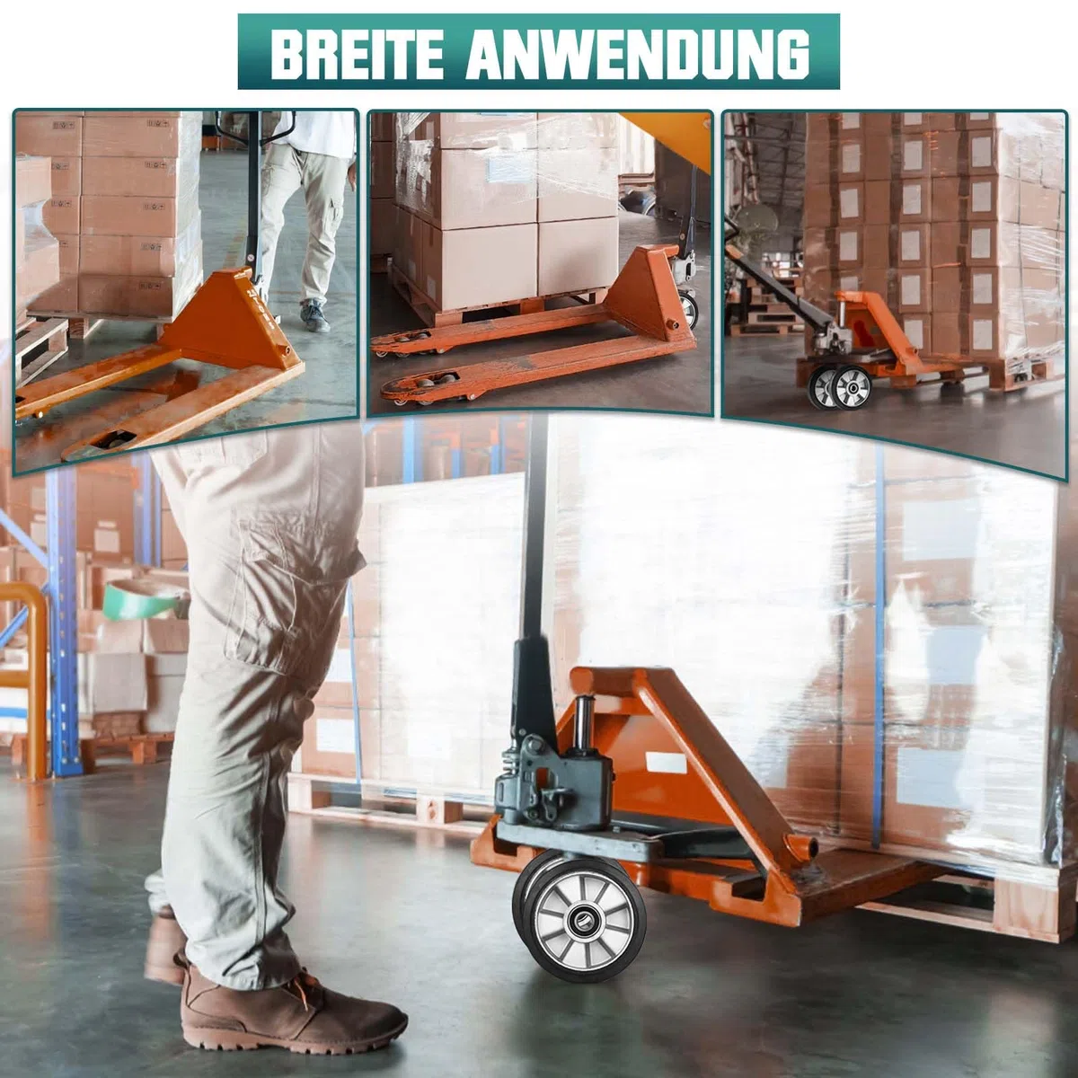 2 pezzi ruote in gomma per transpallet 200 x 50 mm, ruote di ricambio con cuscinetti a sfera | Asse 20 mm | Diametro 200 mm | Larghezza 50 mm | Carico massimo: 1500 KG