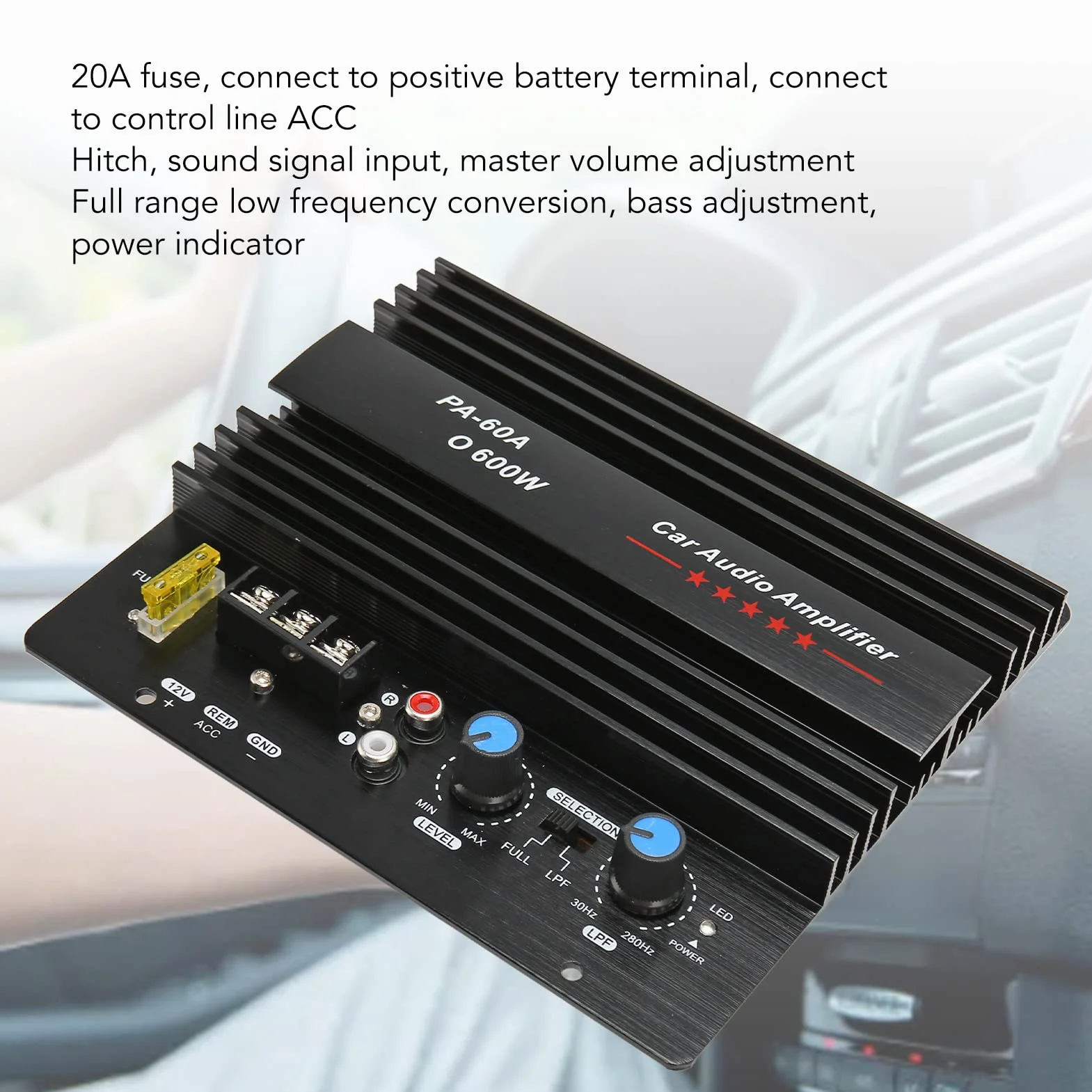 Amplificatore Audio per Auto da 600 W, Scheda Amplificatore Digitale Scheda Amplificatore Subwoofer per Bassi Ad Alta Potenza 12V, Modulo Scheda Amplificatore di Potenza per