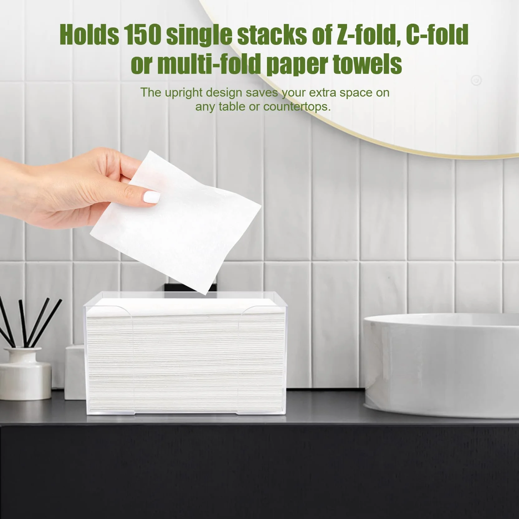 Dispenser di carta acrilico trasparente 29x10,6x17 cm per asciugamani H2 piegatura C-Z Interfold