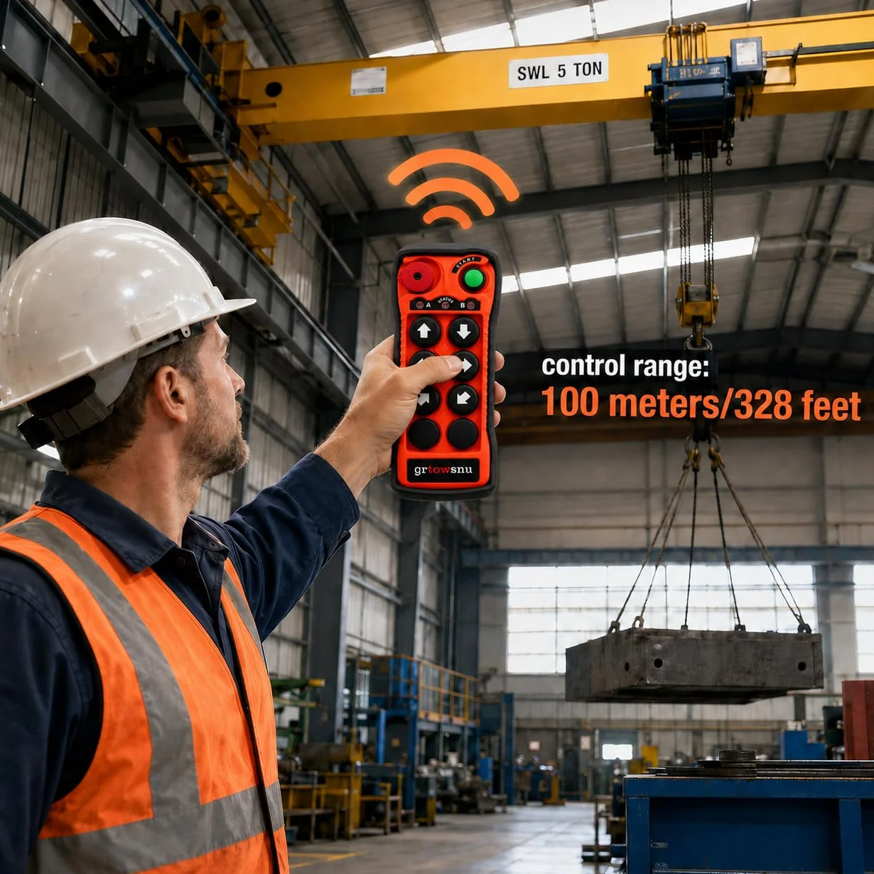 Telecomando per gru wireless senza fili industriale Controllo per gru a ponte carroponte trasmettitore e ricevitore a 6 pulsanti
