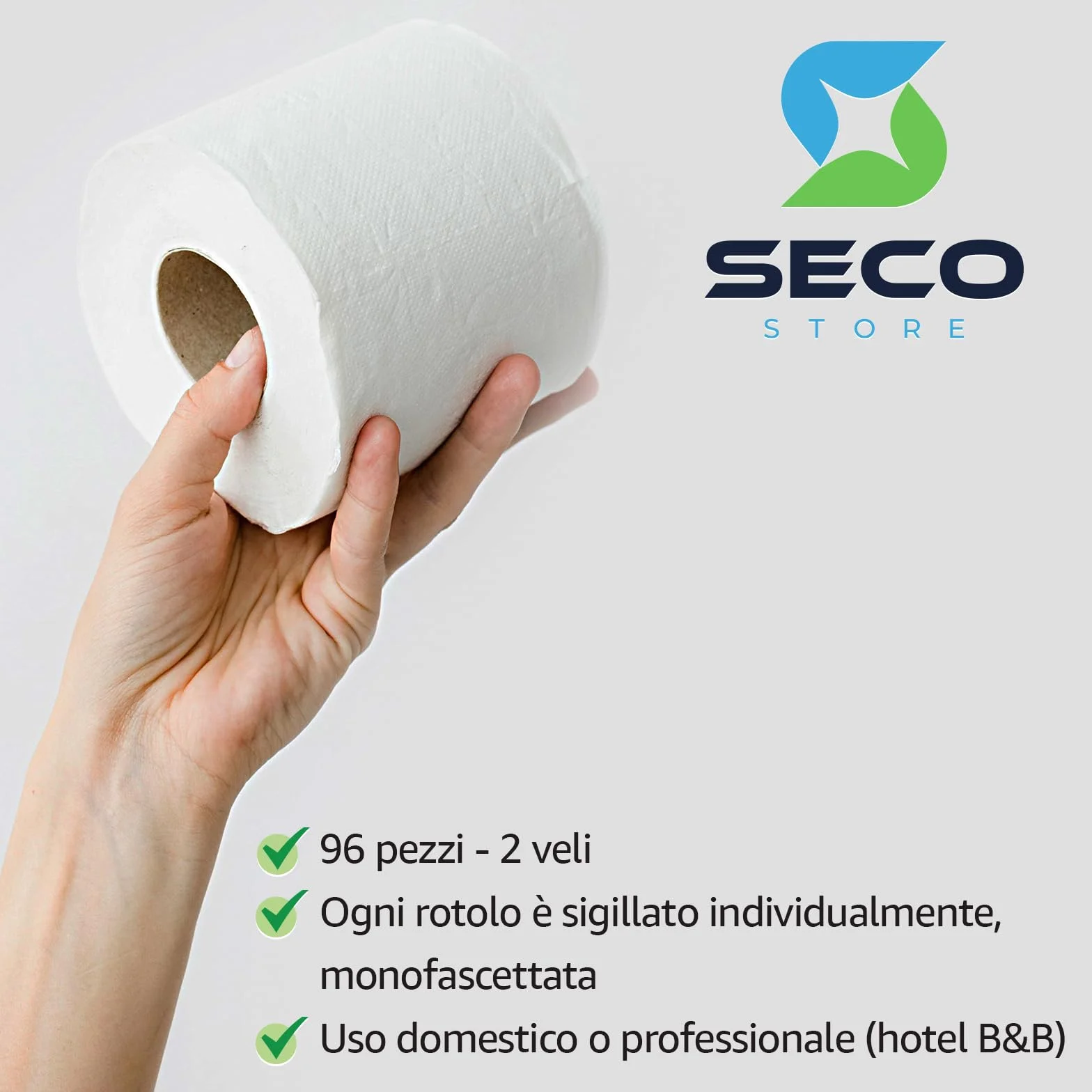 Carta Igienica Fascettata 96 Rotoli Morbida Pura Cellulosa 2 Veli Monouso Professionale