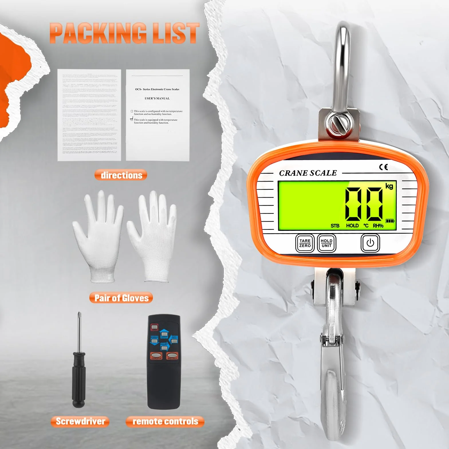 Bilancia sospesa elettronica 1000 kg 2200 lb digitale telecomando LCD industriale precisa costruzione agricola fabbrica kg lb N unità intercambiabili
