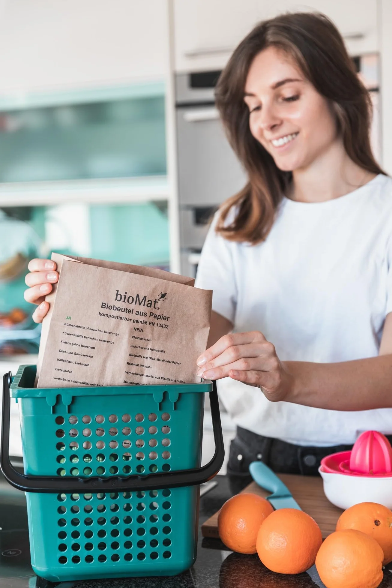 bioMat Sacchetti di Carta Compostabili da 7l per Umido, 120 Sacchetti Kraft, Resistenti all'Umidità, Made in Germany