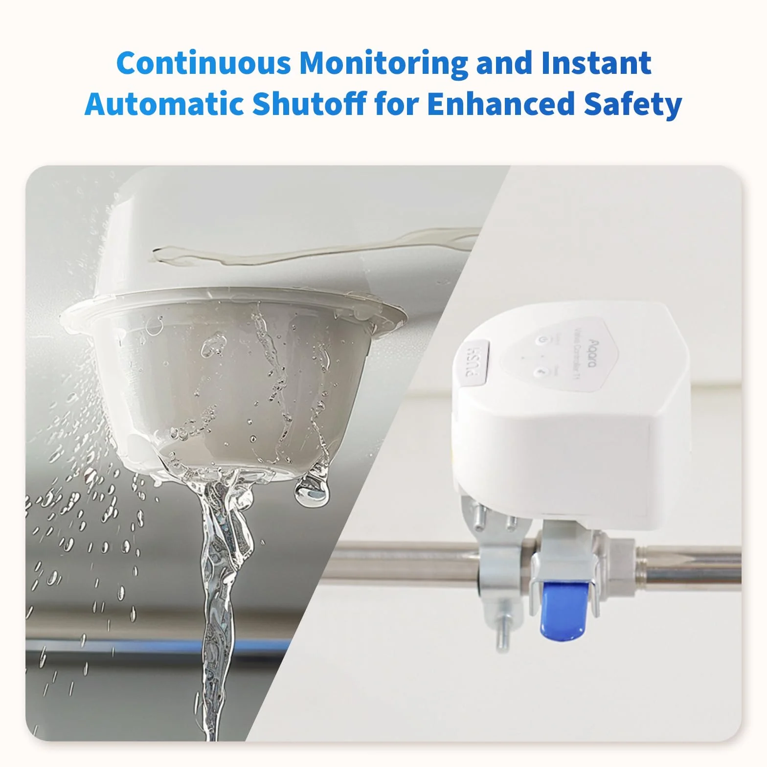 Aqara Controller della Valvola T1 di Matter over Bridge, Richiede un Hub Aqara Zigbee 3.0, Combinabile con Rilevatori di Perdite di Acqua per la casa, Supporta Controllo App come HomeKit Alexa Google