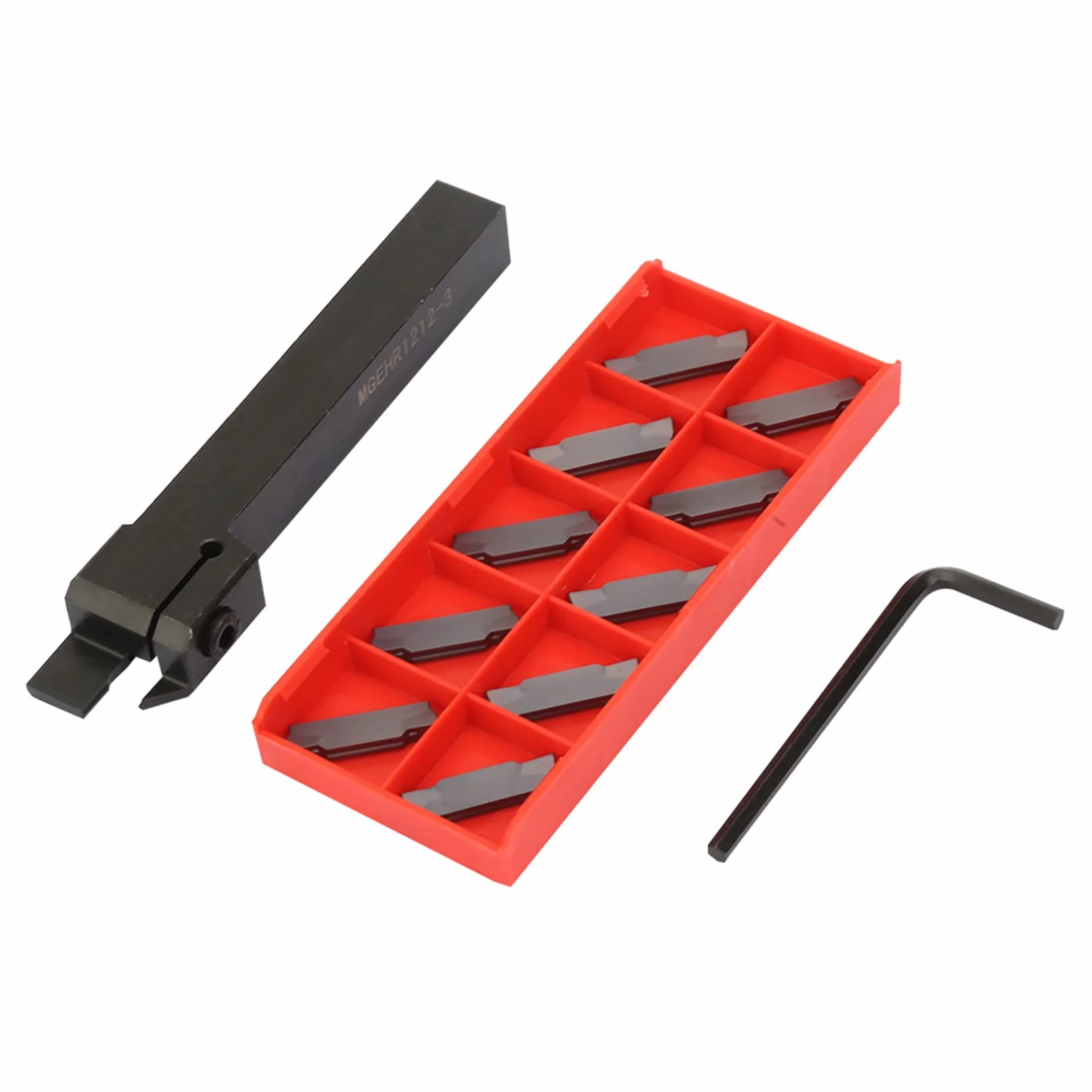 Akozon utensile troncatore per tornio + Tool ehr1212-3 Portautensili di tornitura scanalati e scanalati separati, portautensili CNC con 10 lame Accessori di ricambio mn300 Sostituzione