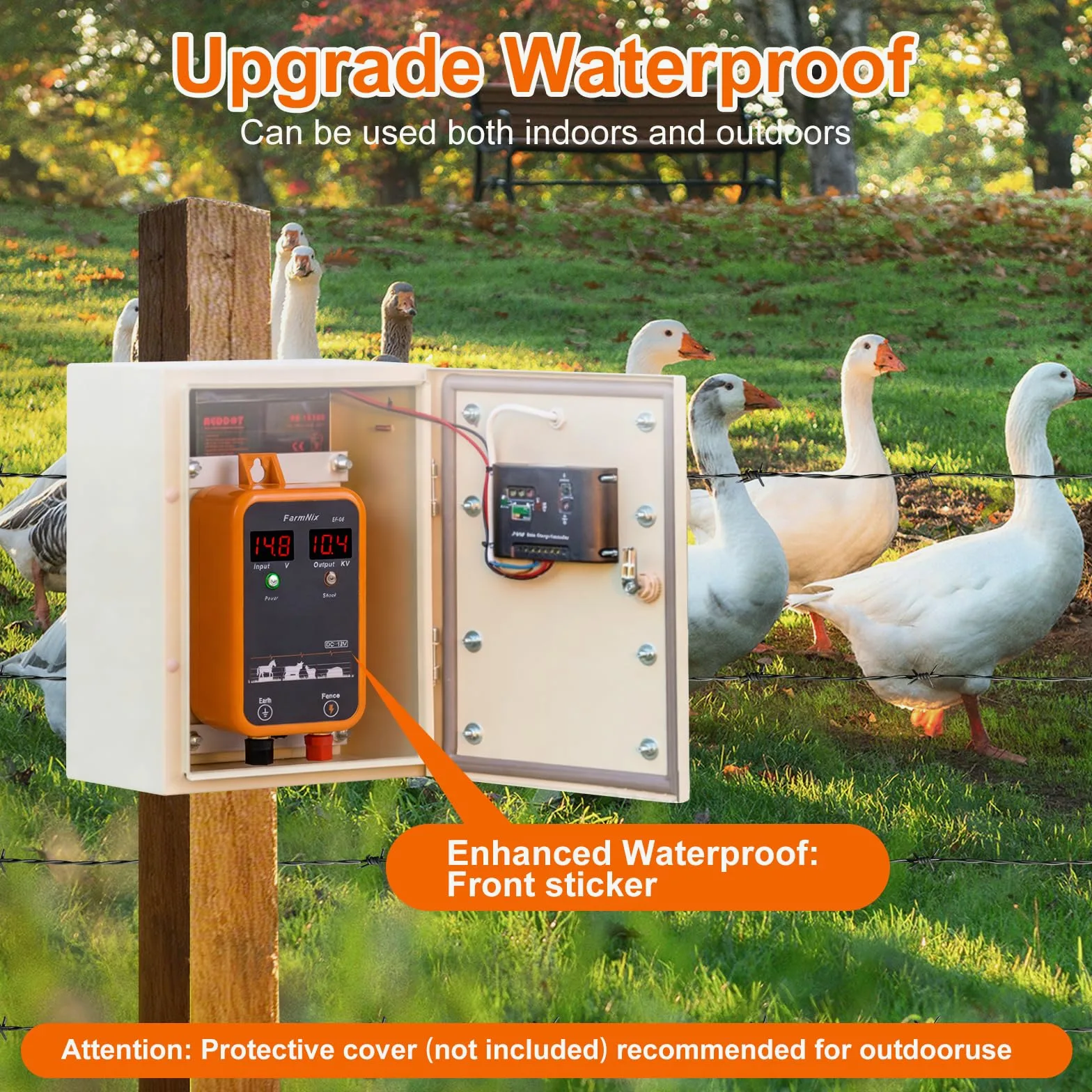 Elettrificatore Recinzione Elettrica 12V con display LED digitale, 1J 230V per portata 8 KM, per piccoli animali, pollame e animali domestici, ideale per giardino, fattoria e pascolo