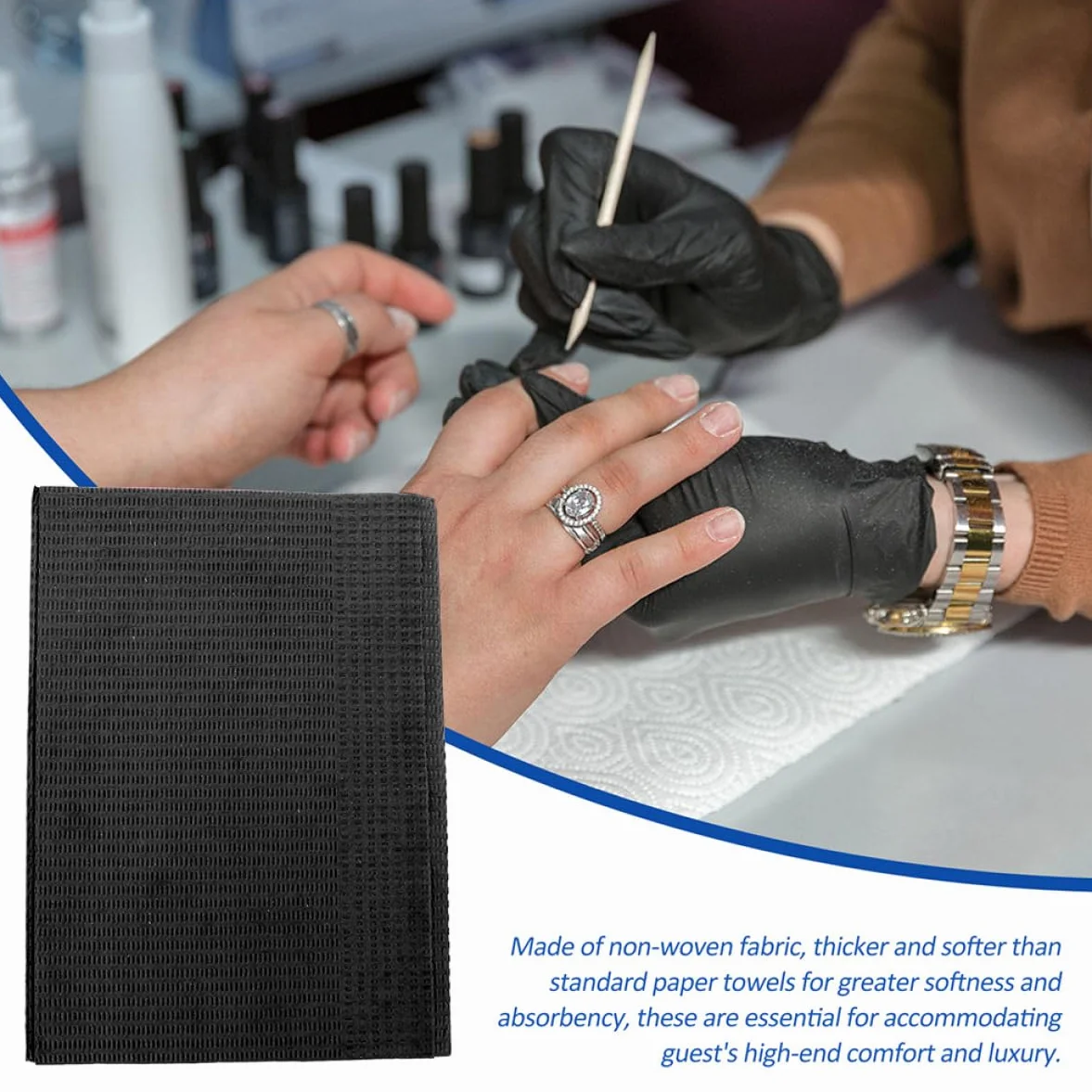 Tovaglietta per Manicure 125 Pezzi in Carta Nera Monouso Assorbente