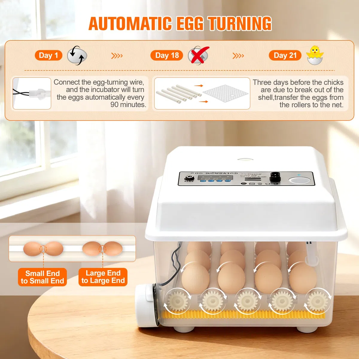 Incubatrice Automatica Completa Da 16 Uova, Incubatrice Con 5 Modalità Di Incubazione Automatiche, Regolazione Della Temperatura, Rotazione Automatica Delle Uova Ogni 90 Minuti, Riempimento Automatico