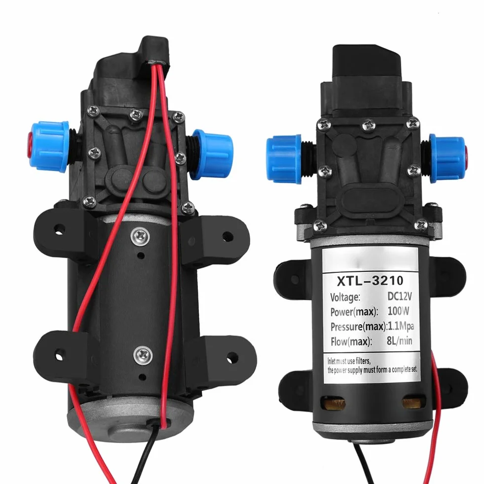 Pompa Acqua Autoadescante ad Alta Pressione, DC 12V, Automatica per Barche, Roulotte e Giardino, 100W, 8L/min