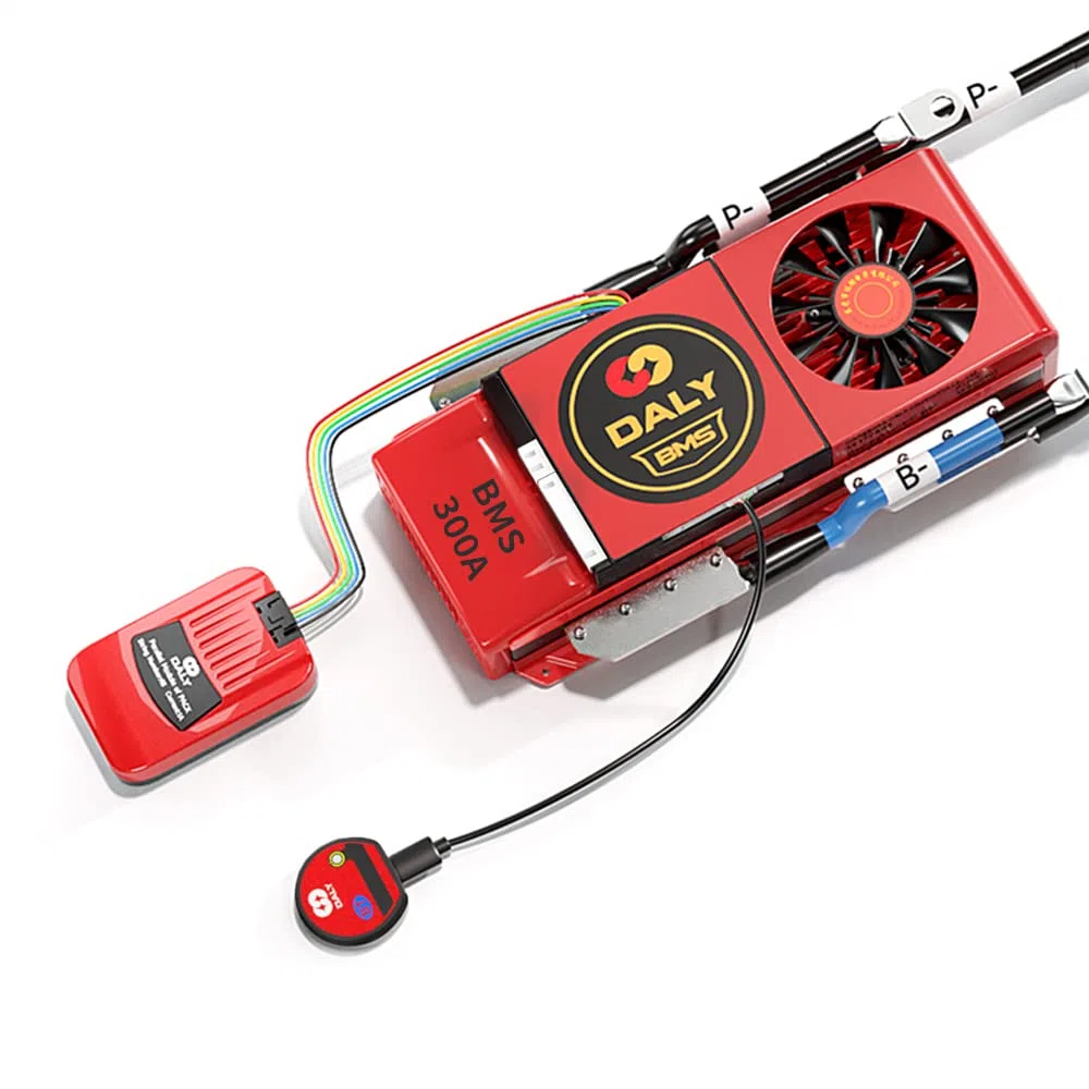 DALY BMS Parallel Module 1A With Smart BMS 20S LiFePo4 60V 300A Cooling Fan And CAN Port Smart BMS Bluetooth Dongle For Rated 3.2V Lithium Battery Packs Inverter UPS And Home Storage System