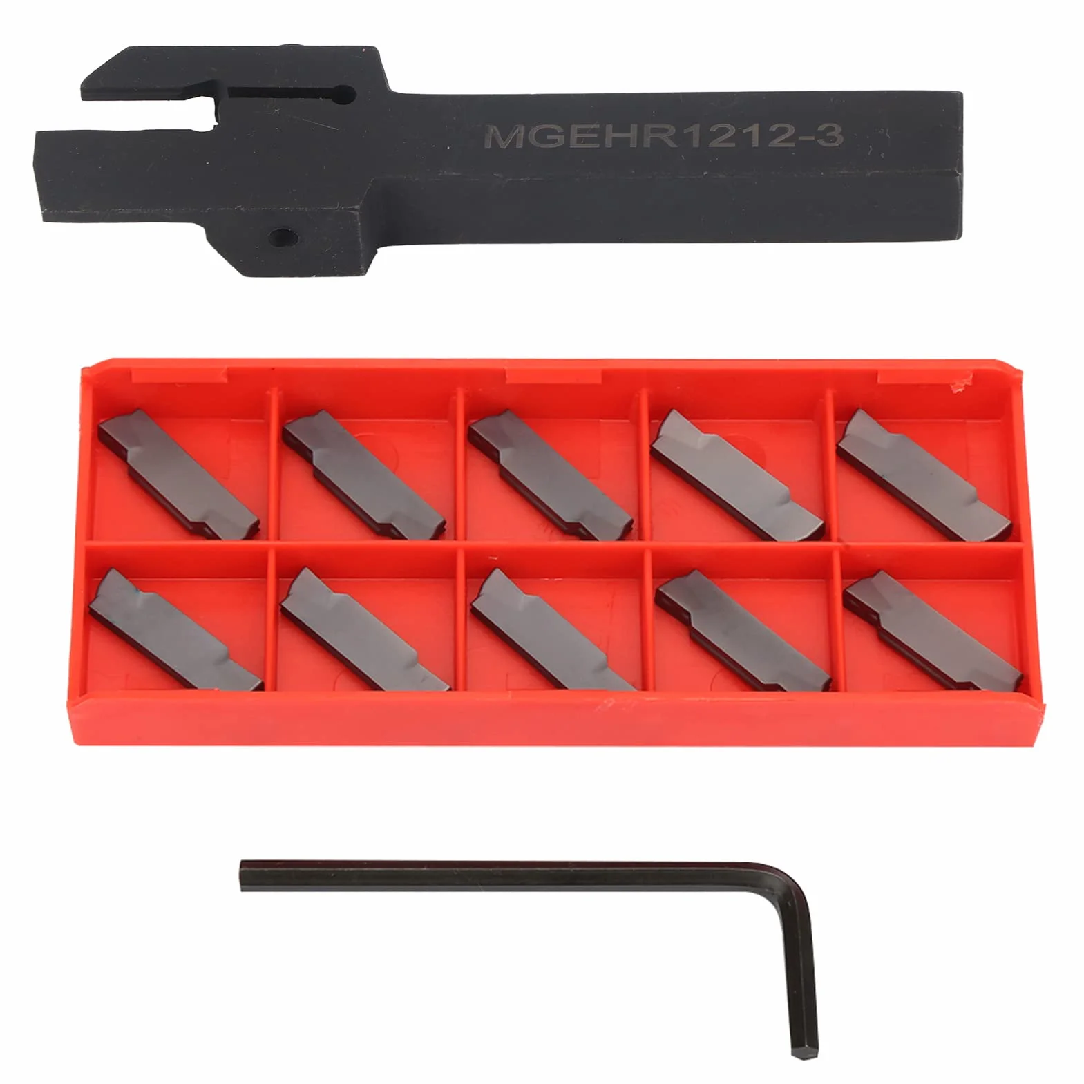 Akozon utensile troncatore per tornio + Tool ehr1212-3 Portautensili di tornitura scanalati e scanalati separati, portautensili CNC con 10 lame Accessori di ricambio mn300 Sostituzione