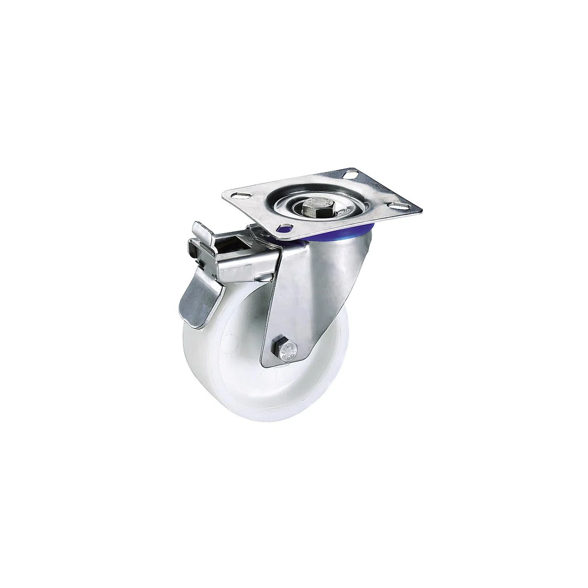 Rotella in poliammide | supporto in acciaio inox | Ø x larghezza ruota 80 x 30 mm | rotella pivottante con fermo doppio