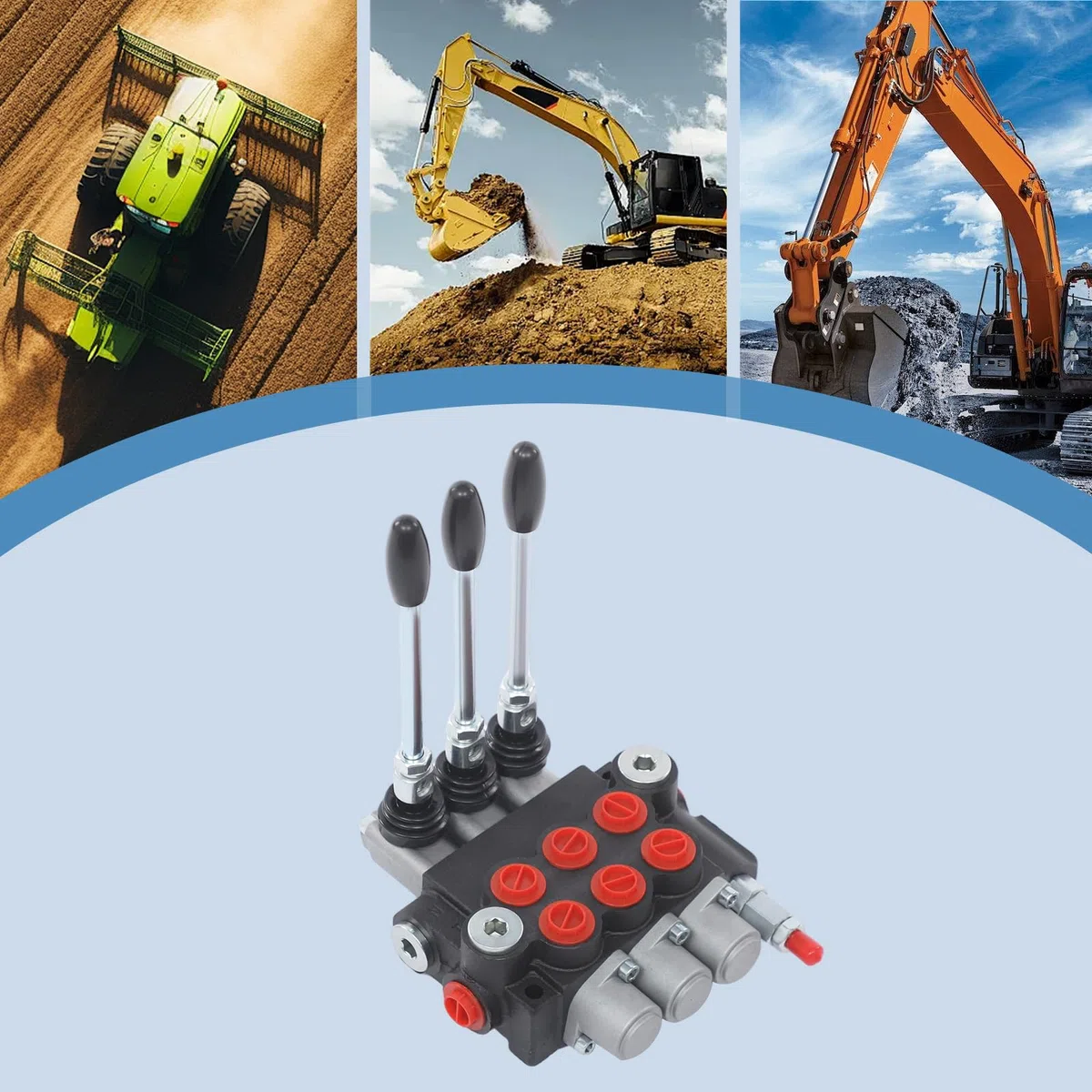 Valvola idraulica a 3 vie Idrauliche, 40L/min, doppia azione, controllo manuale, valvola direzionale idraulica con design regolabile, per trattori, caricatori e macchine da costruzione