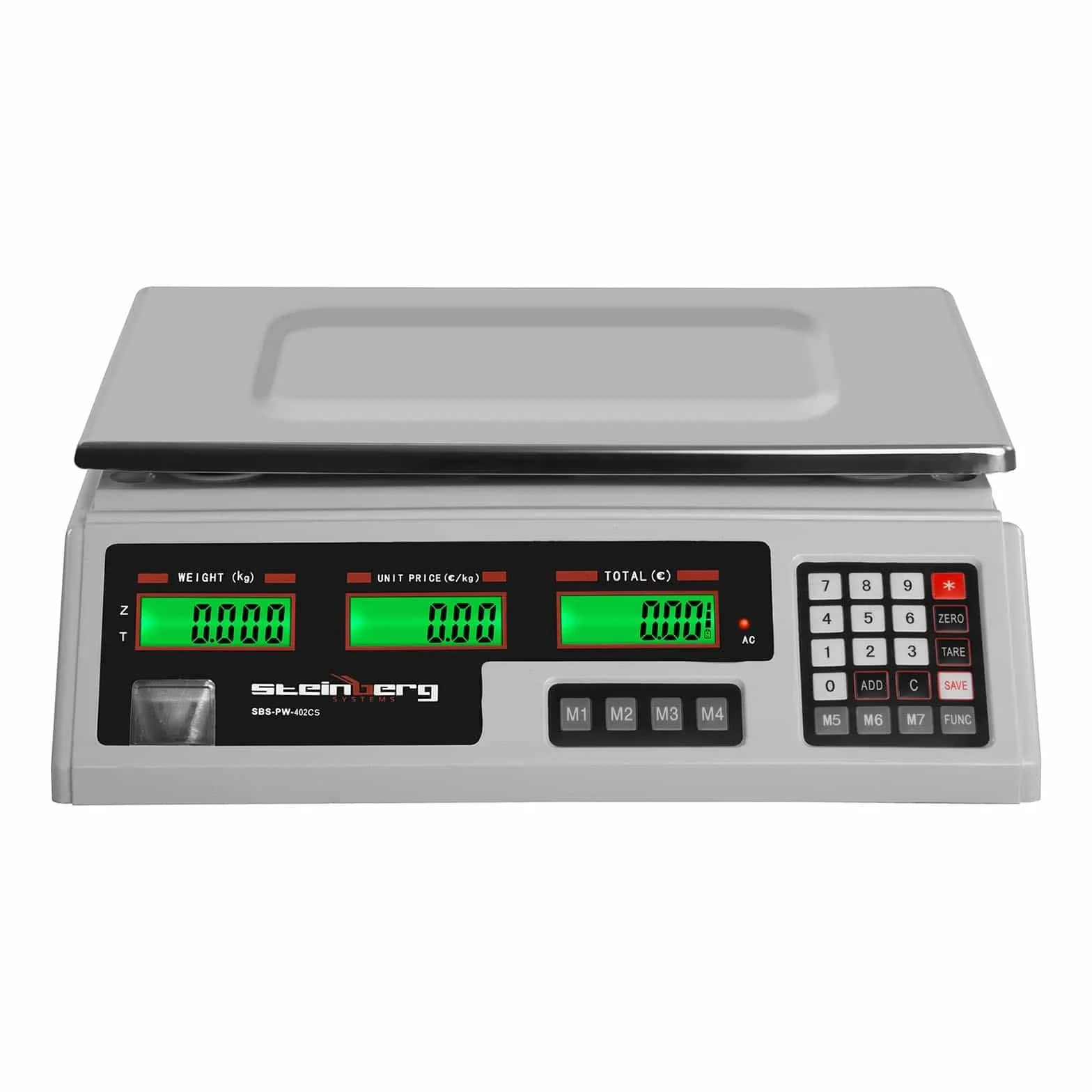 Steinberg Bilancia Contapezzi Bilancia di Controllo SBS-PW-402CS (Plastica ABS, Acciaio inox, 4 V, 8 ore, 4 Ah, 5 g - 40 kg)