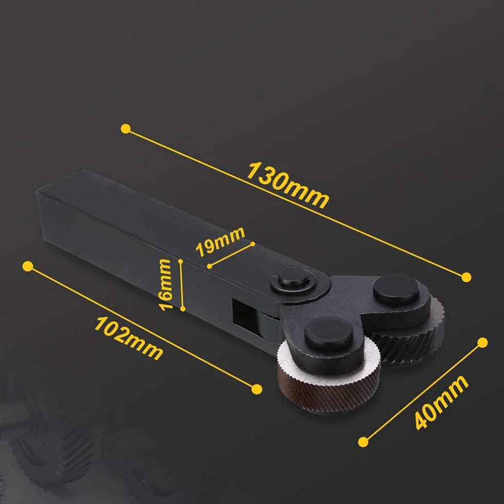 Set di ruote zigrinate in acciaio a doppia ruota con denti inclinati ruota diagonale set di ruote zigrinate lineari passo 0,5 mm 1 mm 2 mm per tornio