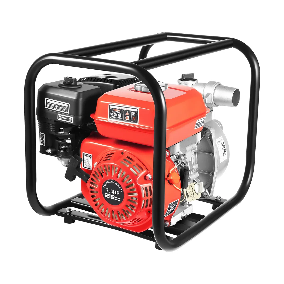 Pompa dell'acqua a benzina a 4 tempi, 7,5 CV, portatile, da giardino, per stagno, per acqua sporca, pompa dell'acqua a benzina con tubo dell'acqua per drenaggio e irrigazione