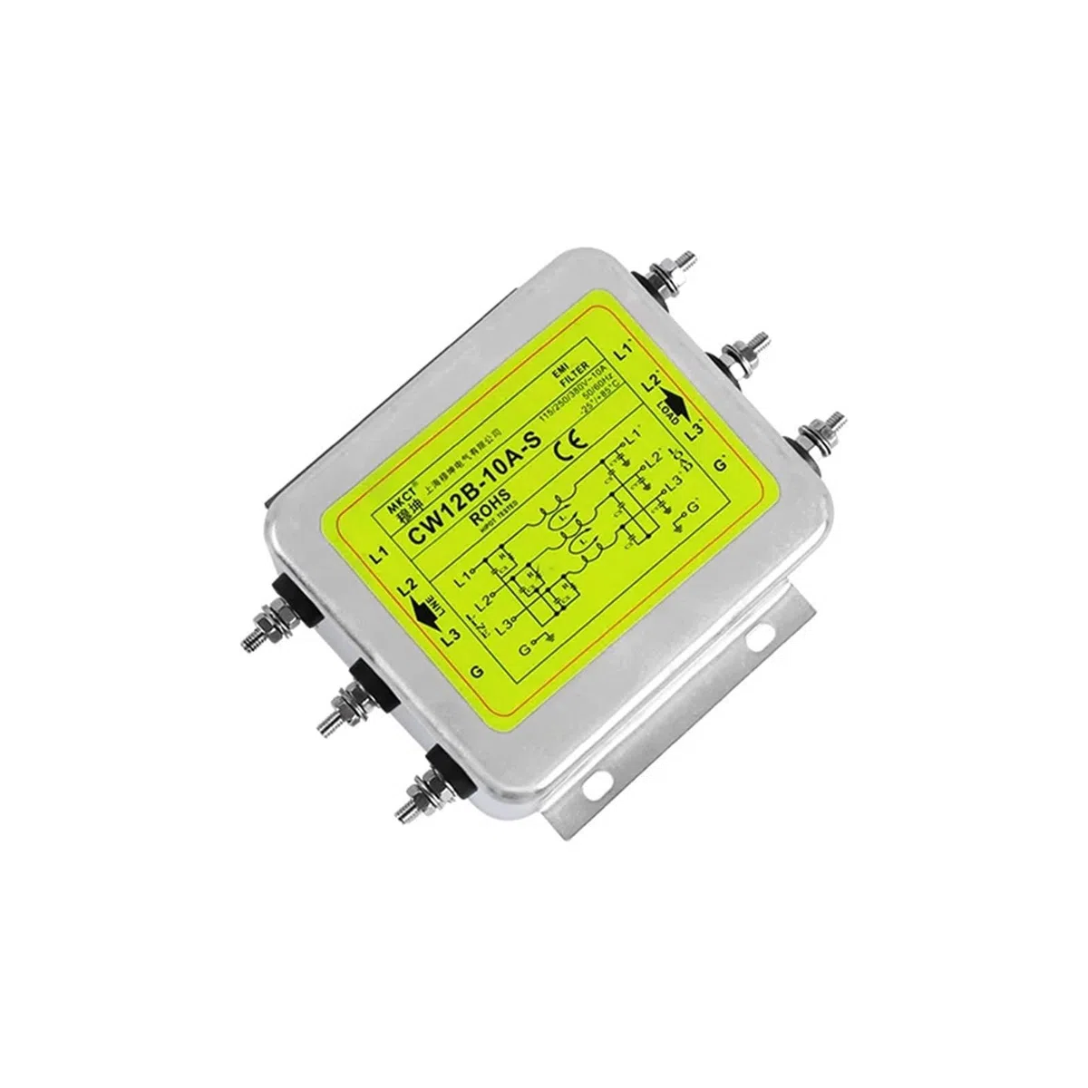 Filtro Anti-interferenza EMI bipolare trifase e trifase 380VAC CW12B-10A/20A/30A/40A/50A/60A-S Filtro di Potenza(60A)