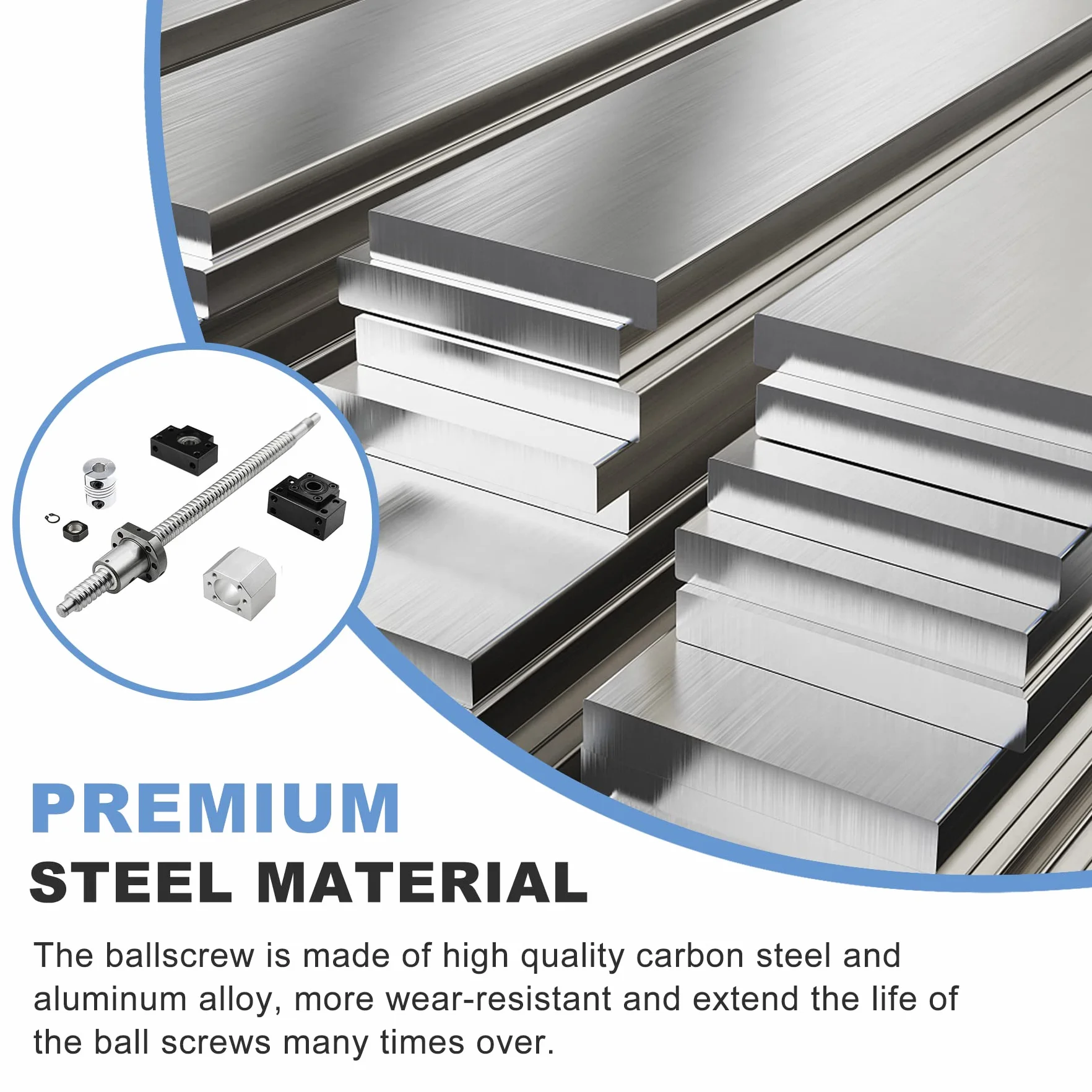 CNCMANS SFU1605 - Vite a sfera in acciaio INOX, 250 mm, con supporto terminale, attacco BK12/BF12, attacco e alloggiamento dado DSG16H, componenti CNC per macchine e apparecchiature automatizzate
