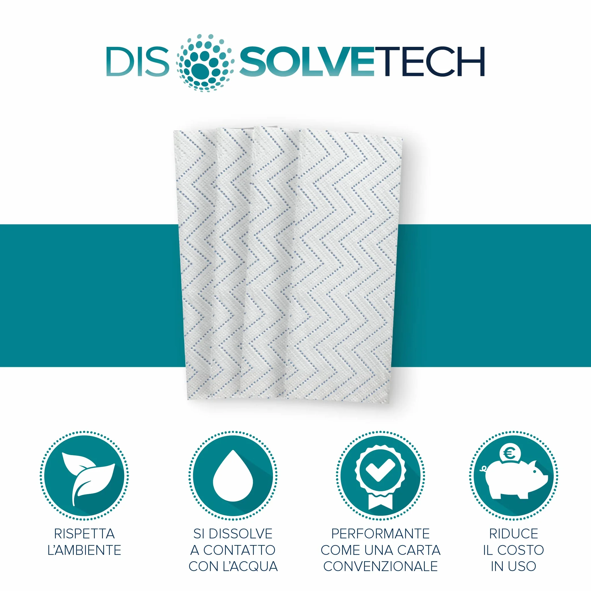 Papernet Dissolve Tech Asciugamano Piegato a V 411169 3.150 Asciugamani Carta Cellulosa Biodegradabile 2 Veli 22x10,5cm