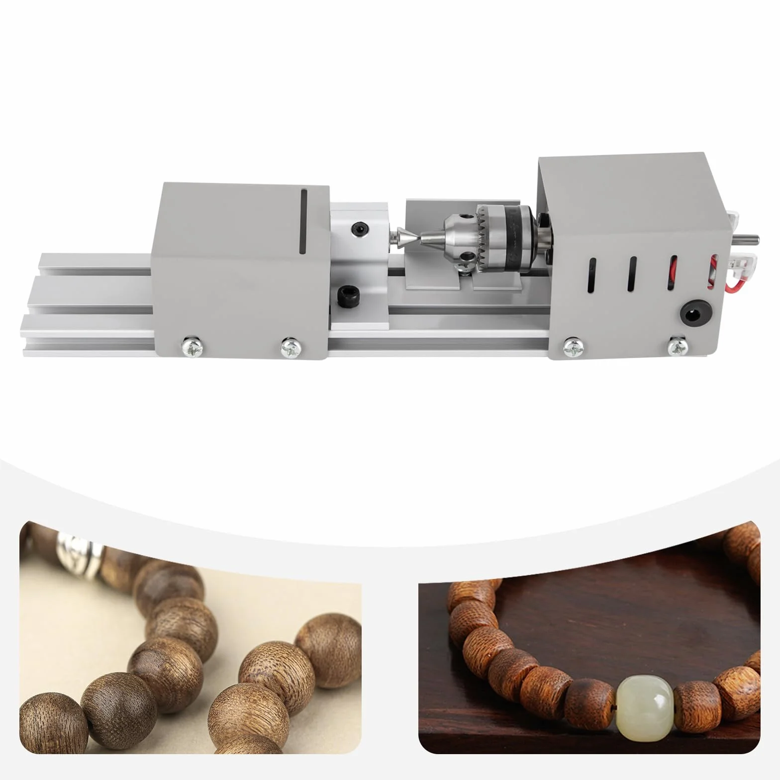 Tornio Legno Professionale 96W, 7 Velocità Regolabile 4000-9000rpm ﻿Mini Beads Machine Torno Miniatura, per Lucidare, Levigare, Tagliare