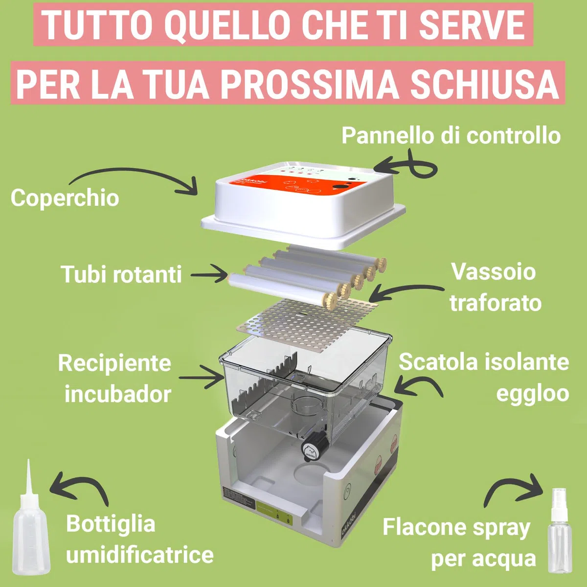Incubatrice per Uova - 12 Uova - Ideale per Tutte Le età - Incubatrice per Uova Automatica Piccola con Girauova Automatico e Controllo umidità - Lampada sperauova - 5 Anni di Garanzia OBI-12