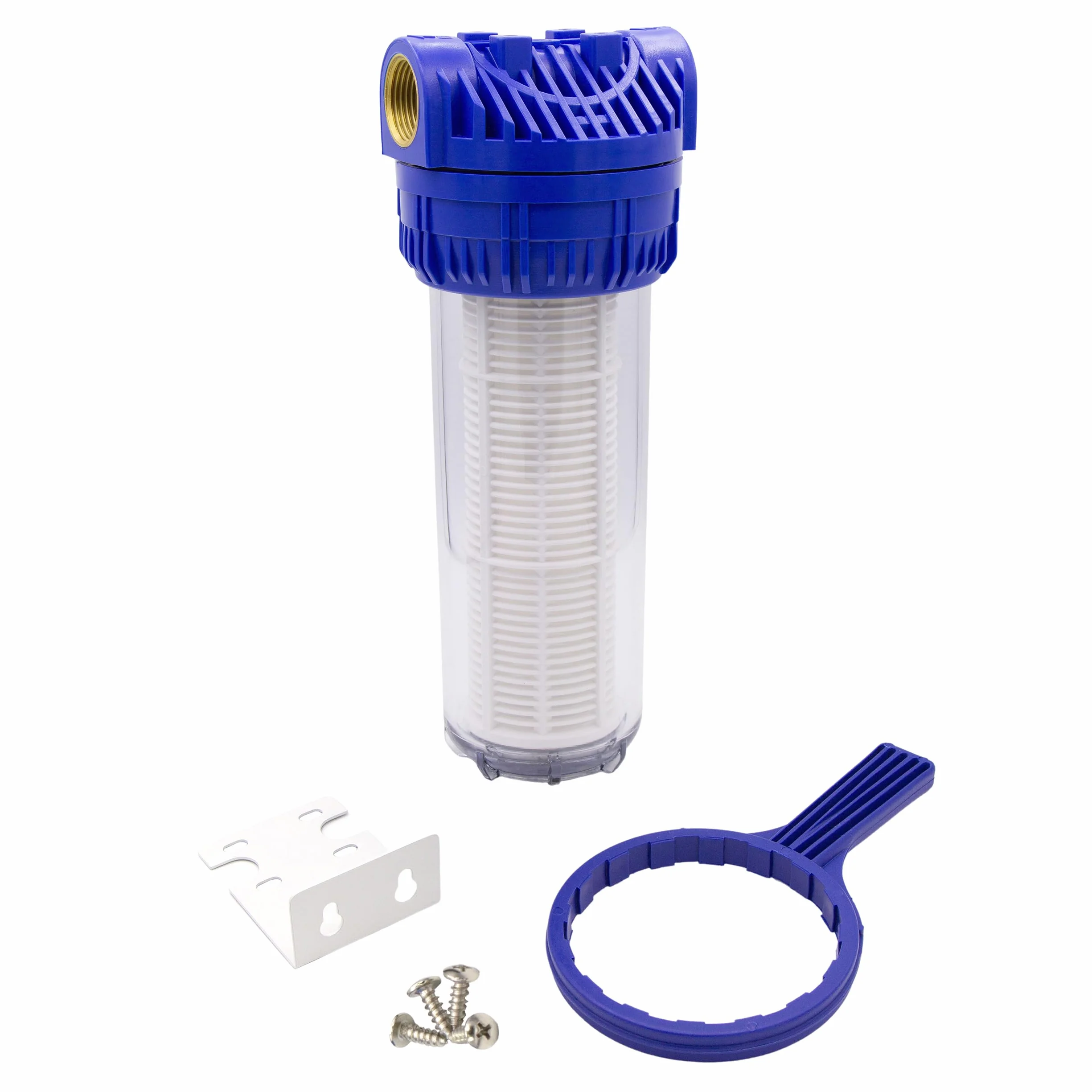 VARIOSAN Prefiltro (10 pollici) per pompe e impianti idraulici domestici 18434, filettatura interna 1", 8 bar, portata 6.000 l/h, larghezza maglie 0,06 mm