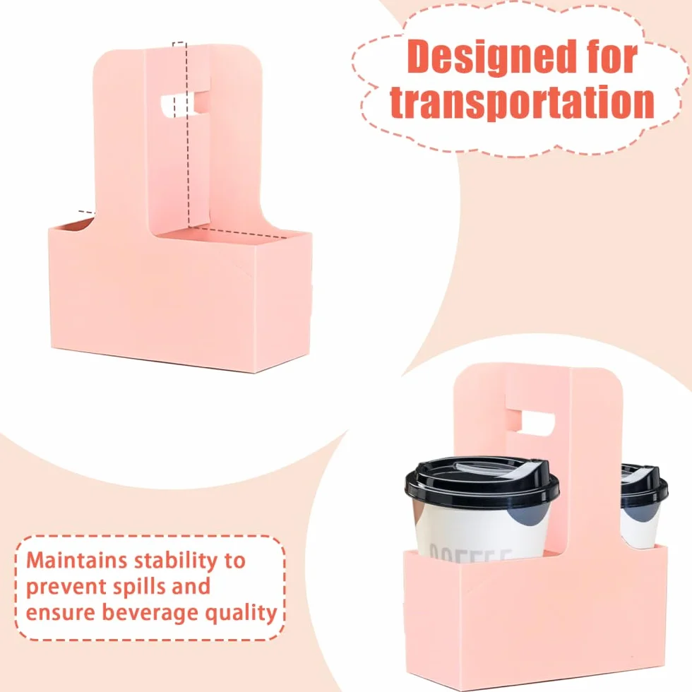 Portabicchieri in Cartone 20 Pezzi con Manico Portabevande Portatile per Caffè Gelato