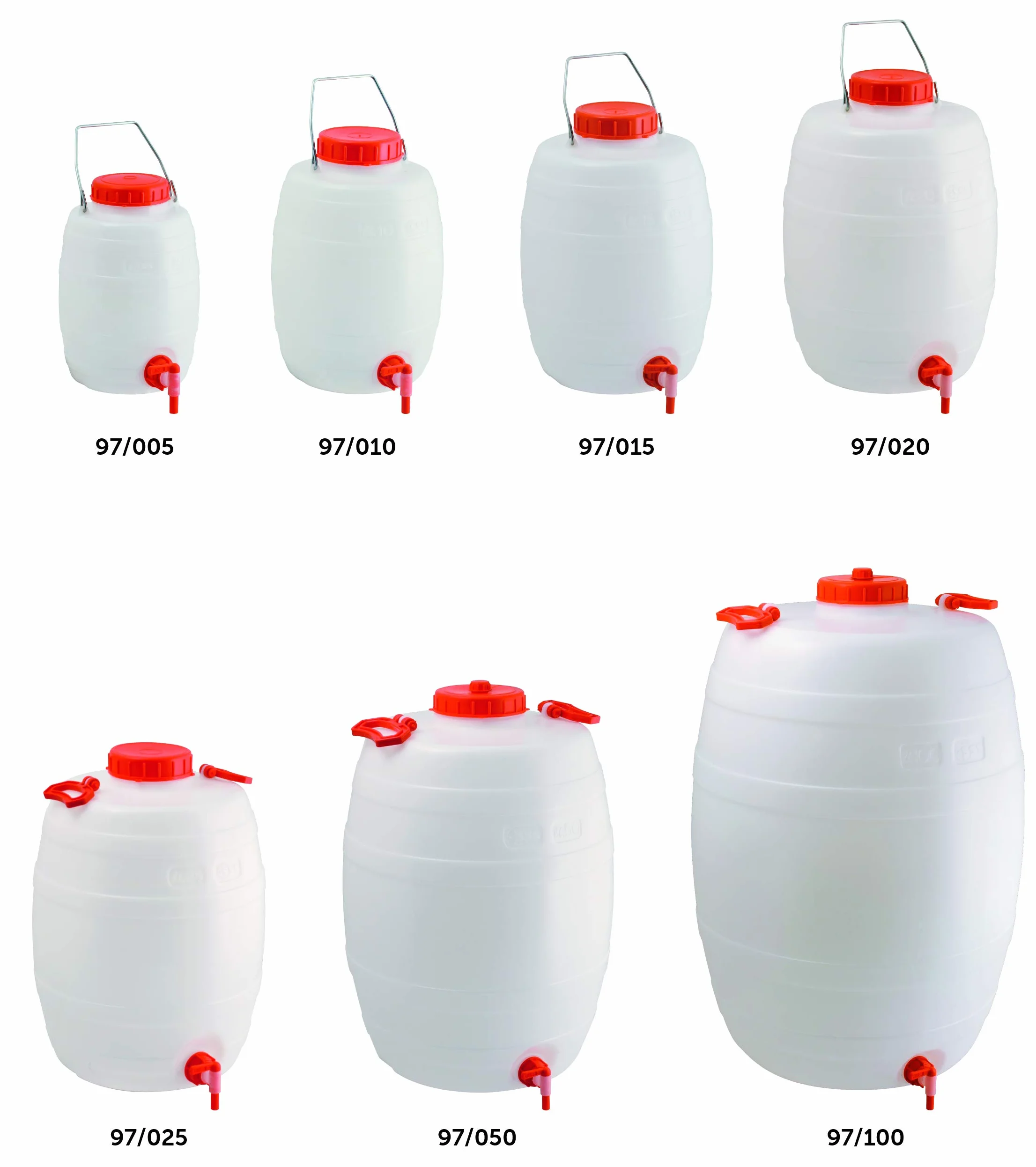Fustino botticella in plastica capacità 100 litri per alimenti con rubinetto e maniglia per trasporto - Mobil Plastic