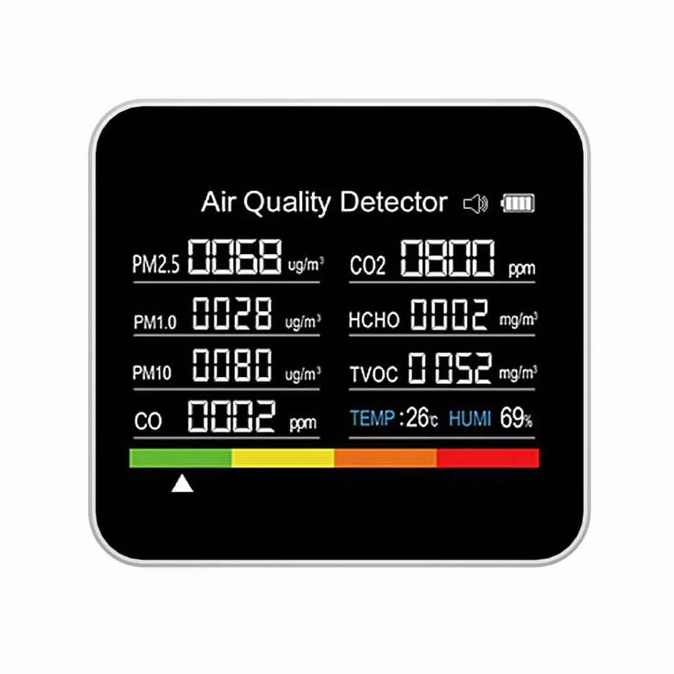 Monitoraggio della qualità dell'aria 9 in 1 Misuratore TVOC HCHO PM2.5 PM1.0 PM10 Temperatura Umidità