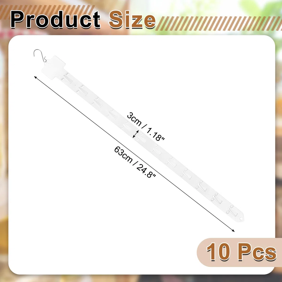 QUARKZMAN 10Pcs Strisce Appendibili Da Banco Con Ganci A S 24.8" Supporti In Plastica Per Esposizione Con Etichetta Per Negozio Casa Organizzatore Sacchetti Snack Trasparente