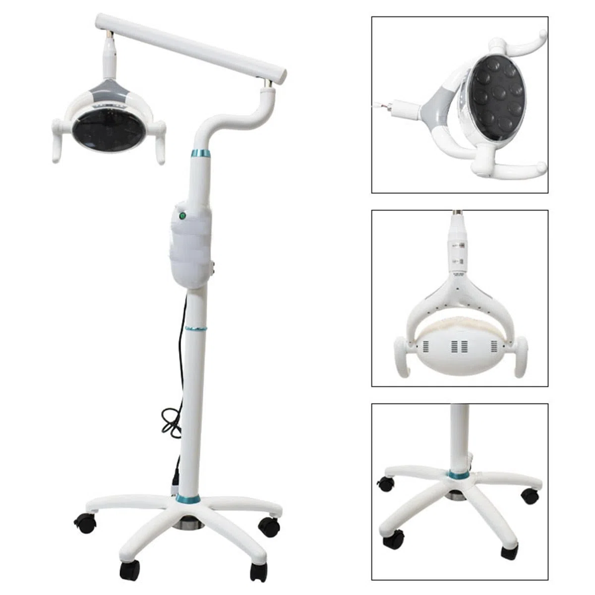 Lampada per Visita Medica Mobile da 30W, Lampada Scialitica Dimmerabile, Lampada per Visita Chirurgica, Apparecchiatura per Terapia Orale da Pavimento, con 9 Lampadine a LED