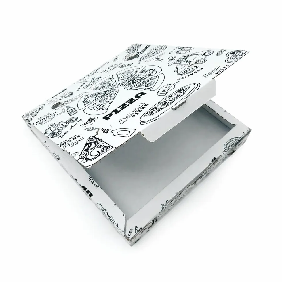 Scatola Porta Pizza Bianca con Stampa Nera 24x24x3 100 Pz