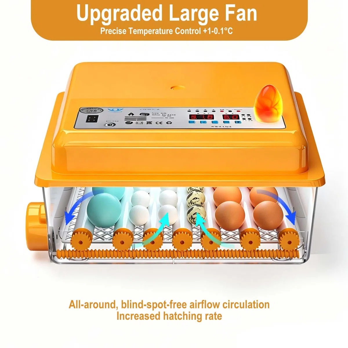 Incubatrice Per Uova Automatica Di Gallina, Incubatrice Uova Con Rotazione & Controllo Della Temperatura & Aggiunta Di Acqua | Lampada, Per Galline, Quaglie & Anatre
