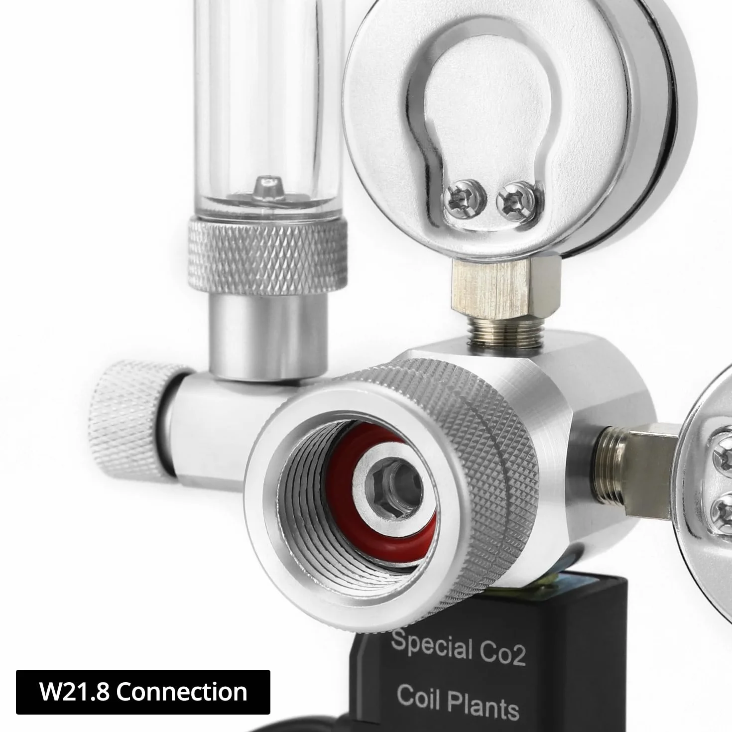 QWORK® Regolatore CO2 Acquario, Doppio Indicatore, con Contabolle e Sistema di Valvole di Ritegno (Interfaccia W21.8)