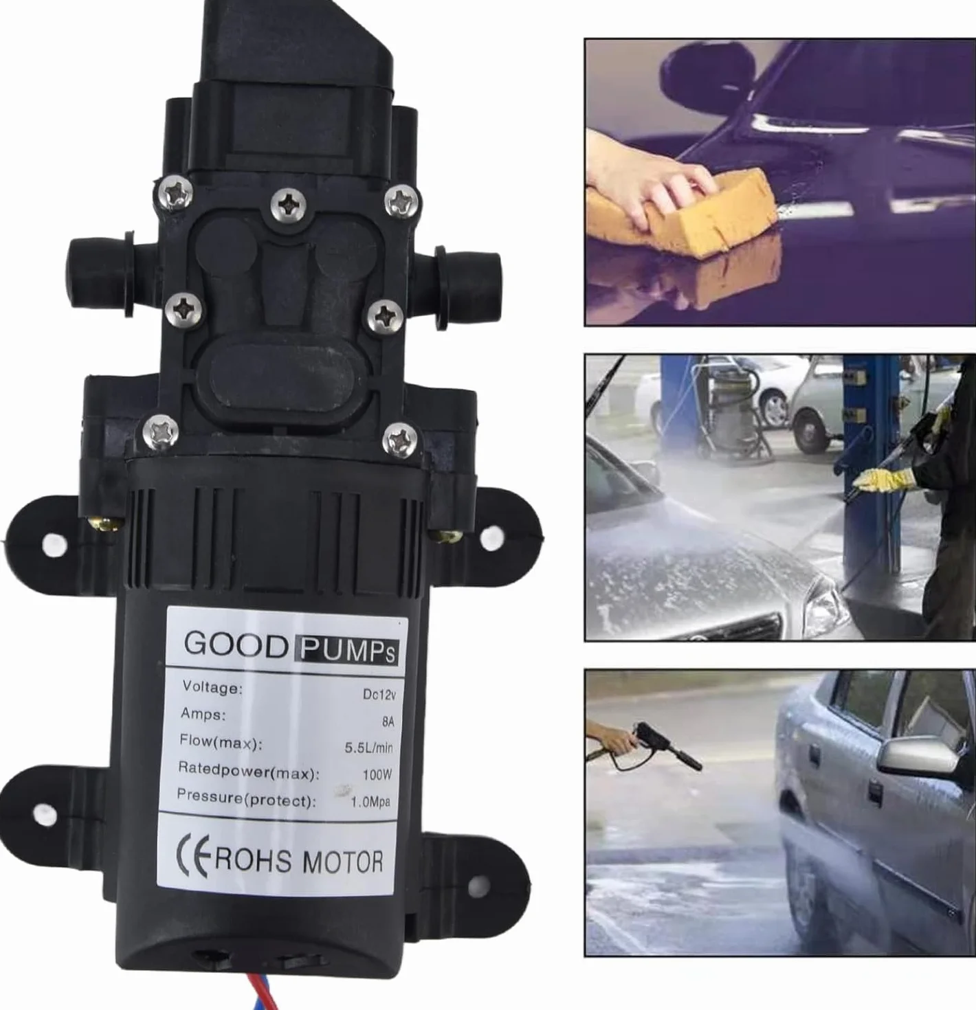 DC 12V 0.9Mpa 4-6L/Min Acqua Ad Alta Pressione Diaframma 70W Pompa autoadescante