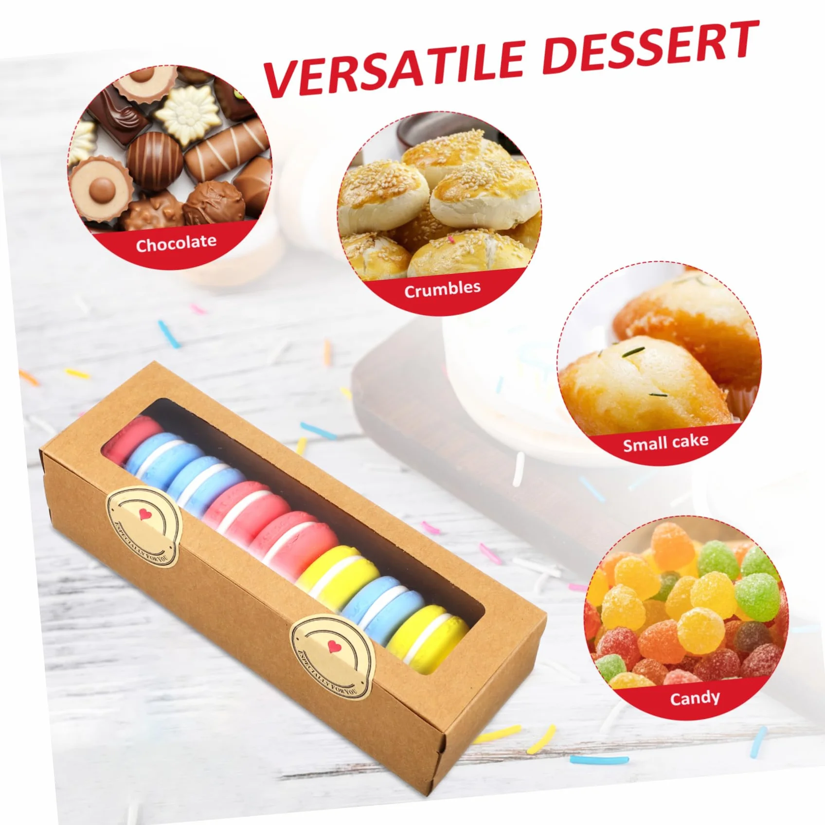 Scatole Rettangolari Kraft Marrone con Finestra Trasparente per Bomboniere Dolci