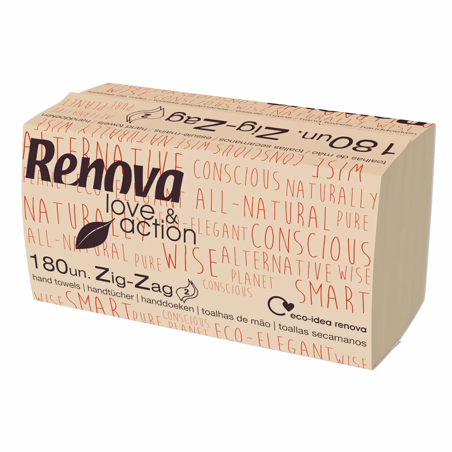 Renova Asciugamani Zig-Zag Love&Action 15 confezioni 2.700 pezzi Carta Kraft ecologica 2 strati FSC Ecolabel