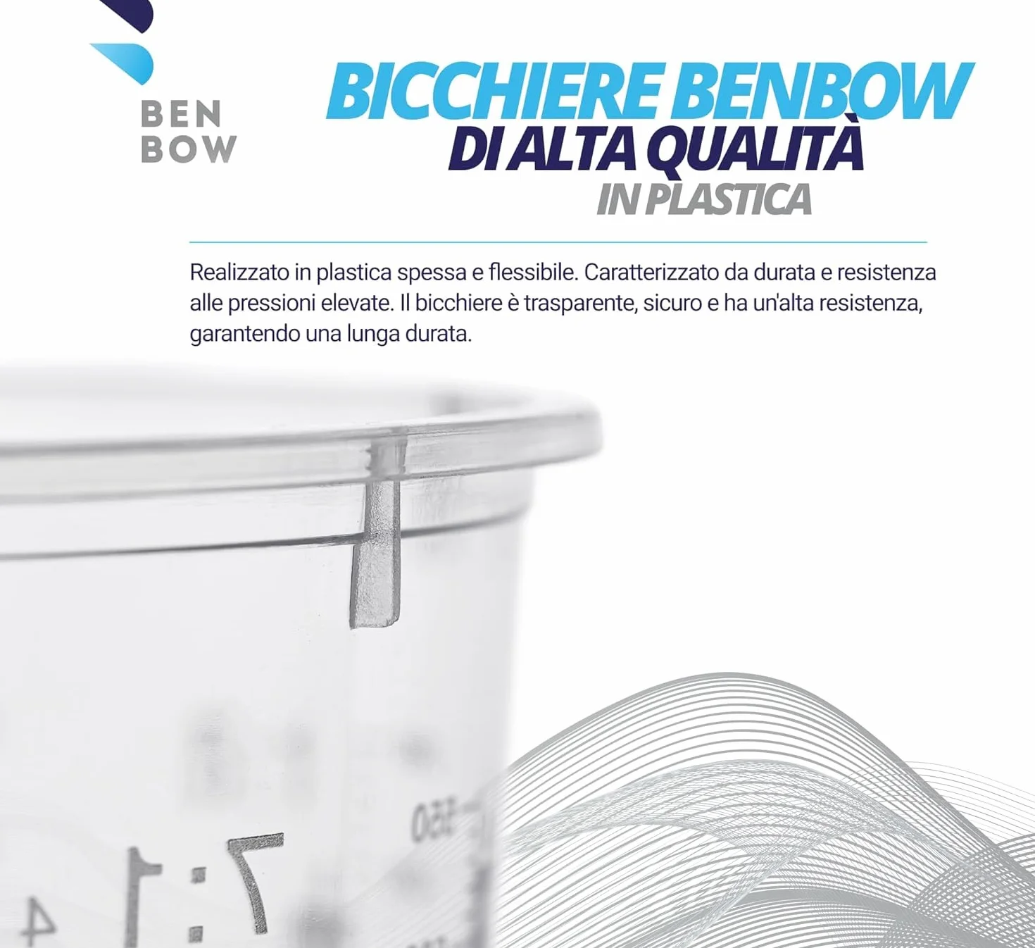 BenBow Professional Tazza di misurazione 50x 1370 ml con 6x copertura - monouso con scale precise, ideale per vernici, rivestimenti e resine epossidiche