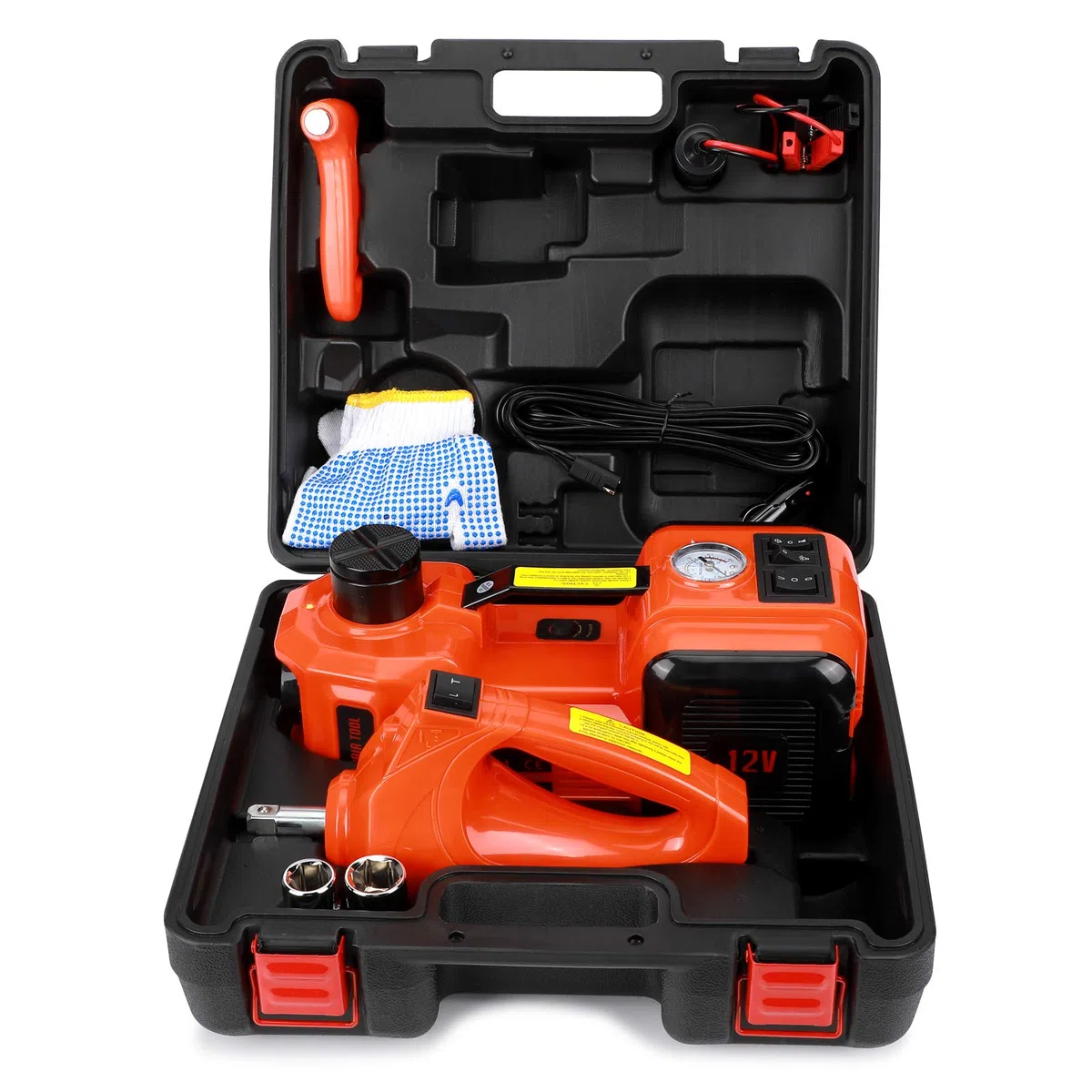 GOTOTOP Cric elettrico per auto e SUV 5Ton 12V DC Automotive Car Electric Floor Jack Lift Garage e attrezzature di emergenza con scatola di trasporto (5T jack + bulloni)