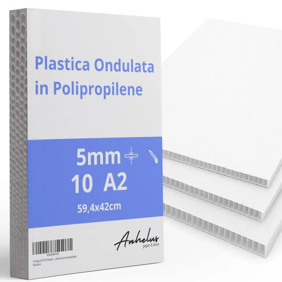 10 lastre PVC alveolare A2 bianche | 5 mm spessore | (420×594 mm, formato A2) | Pannelli plastica ondulata | Lastre polipropilene alveolare per bricolage e segnaletica