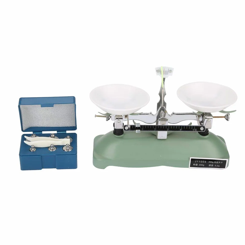 E Beam Balance, Waage Mit Gewichten, Balkenwaage School Belt Scales, Science Decorative 200G0.2G Bilancia a Vassoio Meccanico con Pesi Strumento di Insegnamento per Laboratorio di