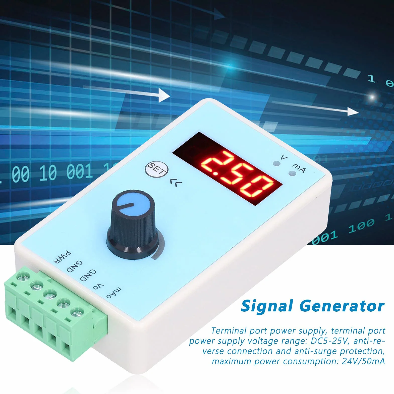Eujgoov Generatore di Segnale Analogico, Generatore di Segnale di Tensione di Corrente Interfaccia di Alimentazione USB Simulatore Analogico 0‑10V/2‑10V 0‑20mA/4‑20mA